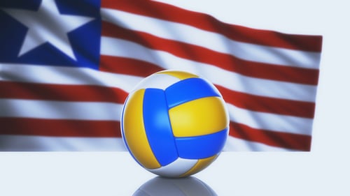3D Volleyball with Waving National Flag Animation