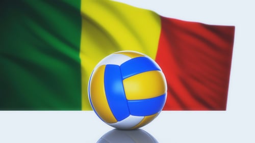 3D Volleyball with Waving Mali Flag Animation