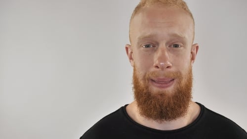 Smiling Ginger Bearded Man Close Up Portrait