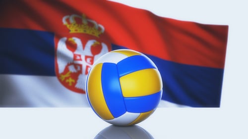 Volleyball Ball with Serbia Flag