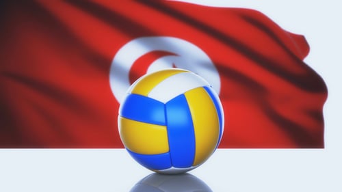 Ballon de volleyball avec drapeau tunisien