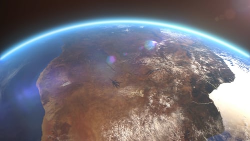 Planet Earth Rotating in Space with Realistic Atmospheric Glow