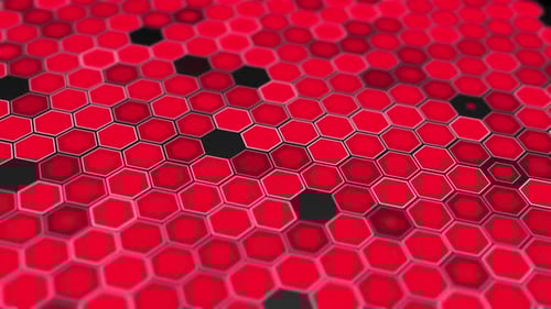 Abstract Moving Red Hexagon Grid Background Loop