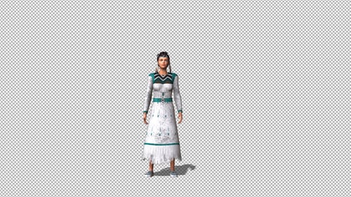 Animated 3D Woman in Traditional Indigenous Dress Standing
