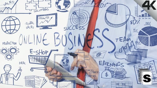 Online Business Strategy Concept with Drawn Diagrams