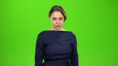 Woman Gesturing No on Green Screen