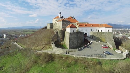 Palanok Castle at Day and the City of Mukachevo