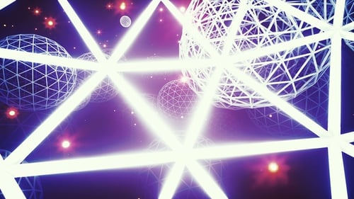 Futuristic Geometric Wireframe Spheres Network Animation Background