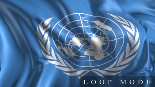 United Nations Flag Waving Loop Background