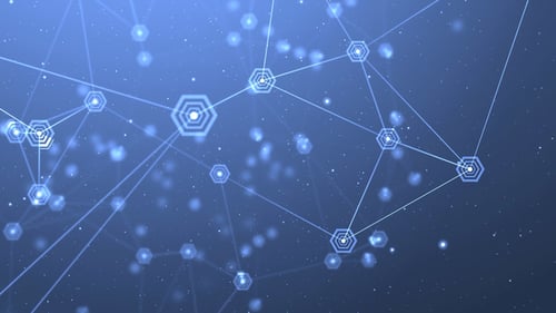 Abstract Technology Background With Glowing Hexagonal Network