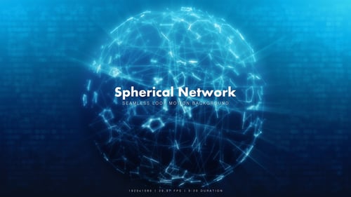 Futuristic Glowing Spherical Network Connection Animation Loop