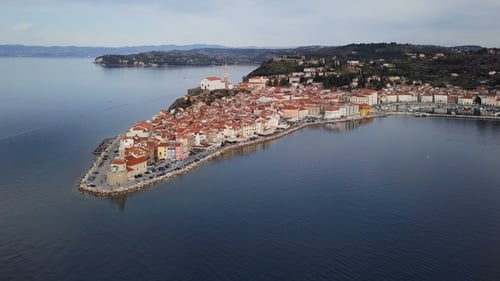 Luftbild von Piran in Slowenien