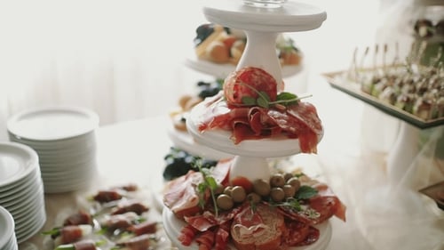 Appetizing Food on Tiered Display for Celebratory Events