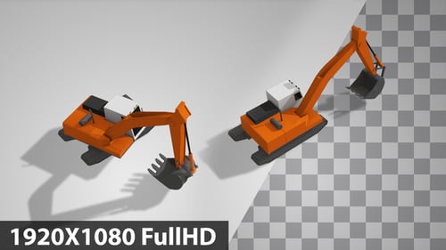 Low Poly 3D Animated Excavator Construction Vehicle