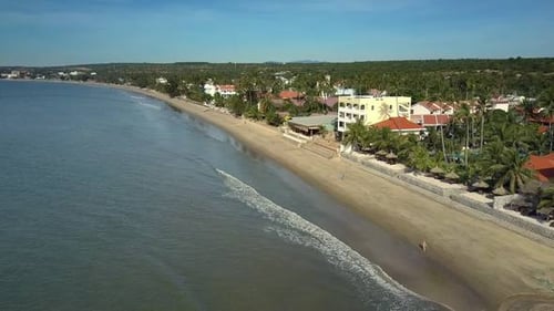 Aerial View of Splendid Hotels Face Beach of Calm Ocean