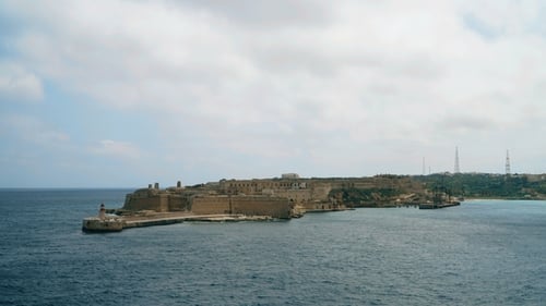 View of the Mediterranean Sea, Fort Ricasoli and the Island of Malta From the Coast of Valletta