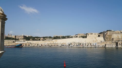 View of the Mediterranean Sea,Valletta and the Island of Malta From the Fort Saint Angelo