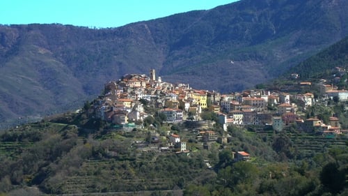 Ancient Town of Perinaldo High in the Alps in the West of Italy