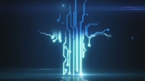 Blauer abstrakter Elektronisch Hi-Tech-Baum