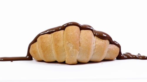Chocolate Covered Croissant on White Background