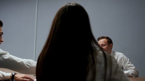 Board of Directors Reviews the Chart on the Projector and Discusses Possible Movements in Market