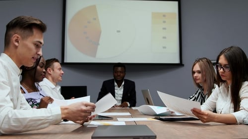 Business Meeting in Modern Office Conference Room
