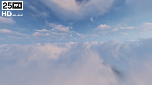 Cinematic Flight Through Fluffy Cloudscape Loop