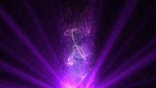 Abstract Purple Particle Swirl with Light Beams