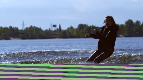 Wakeboarder Training on River