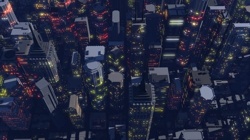 Flug über Nacht Stadt Nahtloser Hintergrund