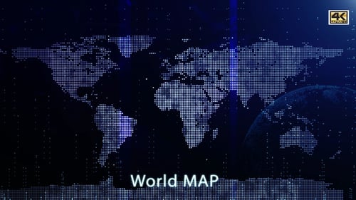 Digital World Map Global Network Animation