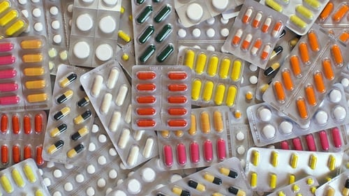 Collection of Colorful Medicine Pills and Capsules