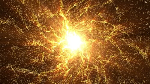 Abstract Golden Particle Energy Loop with Central Light Burst
