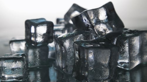 Pile of Melting Ice Cubes Close Up