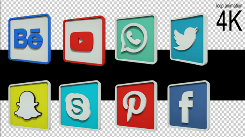 3D Social Media Logo Square