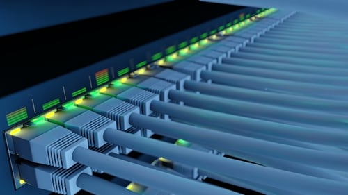 Animated Network Switch with Blinking Data Transfer Lights