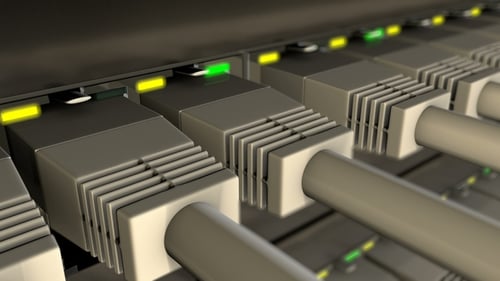 Blinking Network Switch Ports with Connected Ethernet Cables
