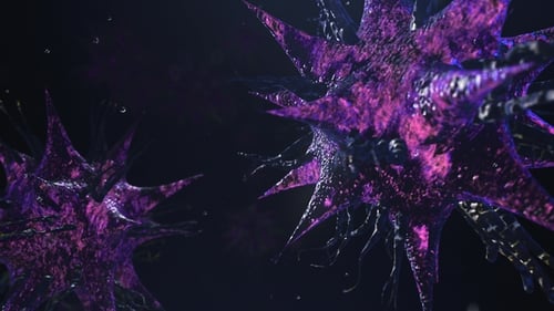 Animated Abstract Microorganisms Moving in Dark Background