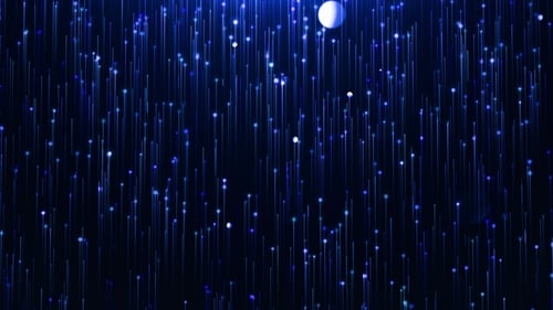 Glamorous Blue Shine Line and Particles on a Black Background