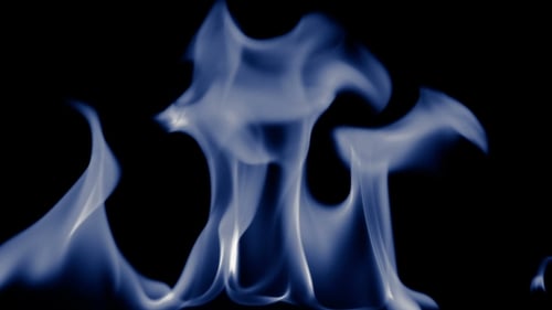 Abstract Blue Flames on Black Background