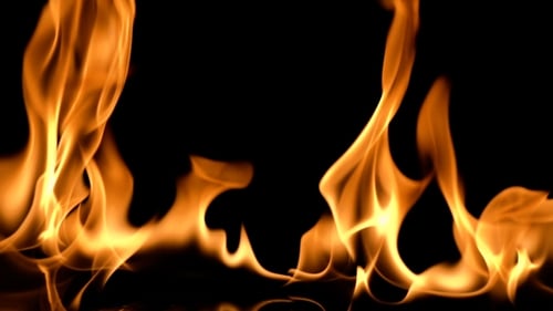Golden Flames Dancing on Black Background