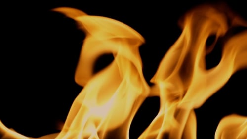 Vibrant Close-Up Footage of Fire Flames on Black