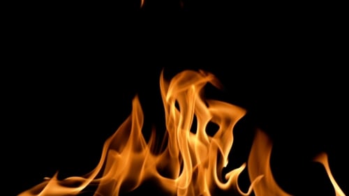 Close Up of Vibrant Fire Flames on Black