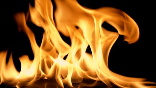 Abstract Flames Against Black Background