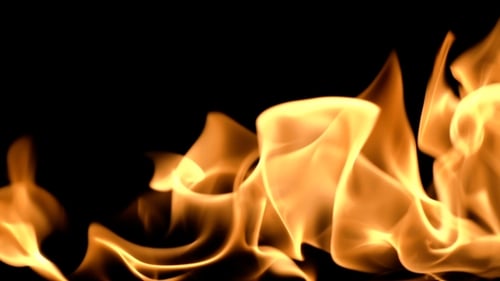 Vibrant Fire Flames Dancing on Black Background