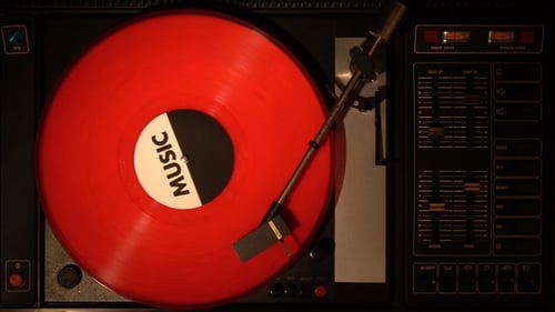 Vintage Record Player Spins Bright Red Vinyl
