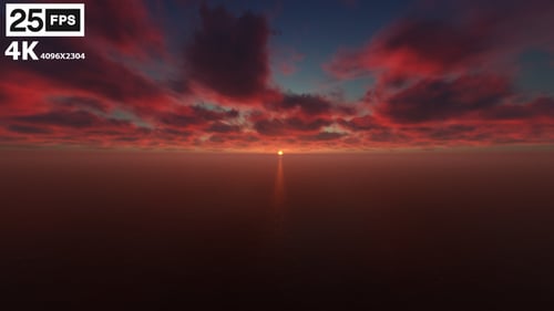 Dramatic Red Sky Ocean Sunset Time-Lapse Background