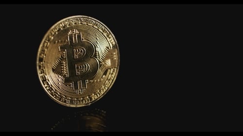 Gold Bitcoin Coin close up