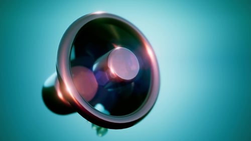 Animated 3D Megaphone with Glowing Highlights for Announcements