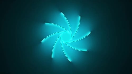 Circle with Inner Blue Light Split to Parts and Glow with Abstract Motion